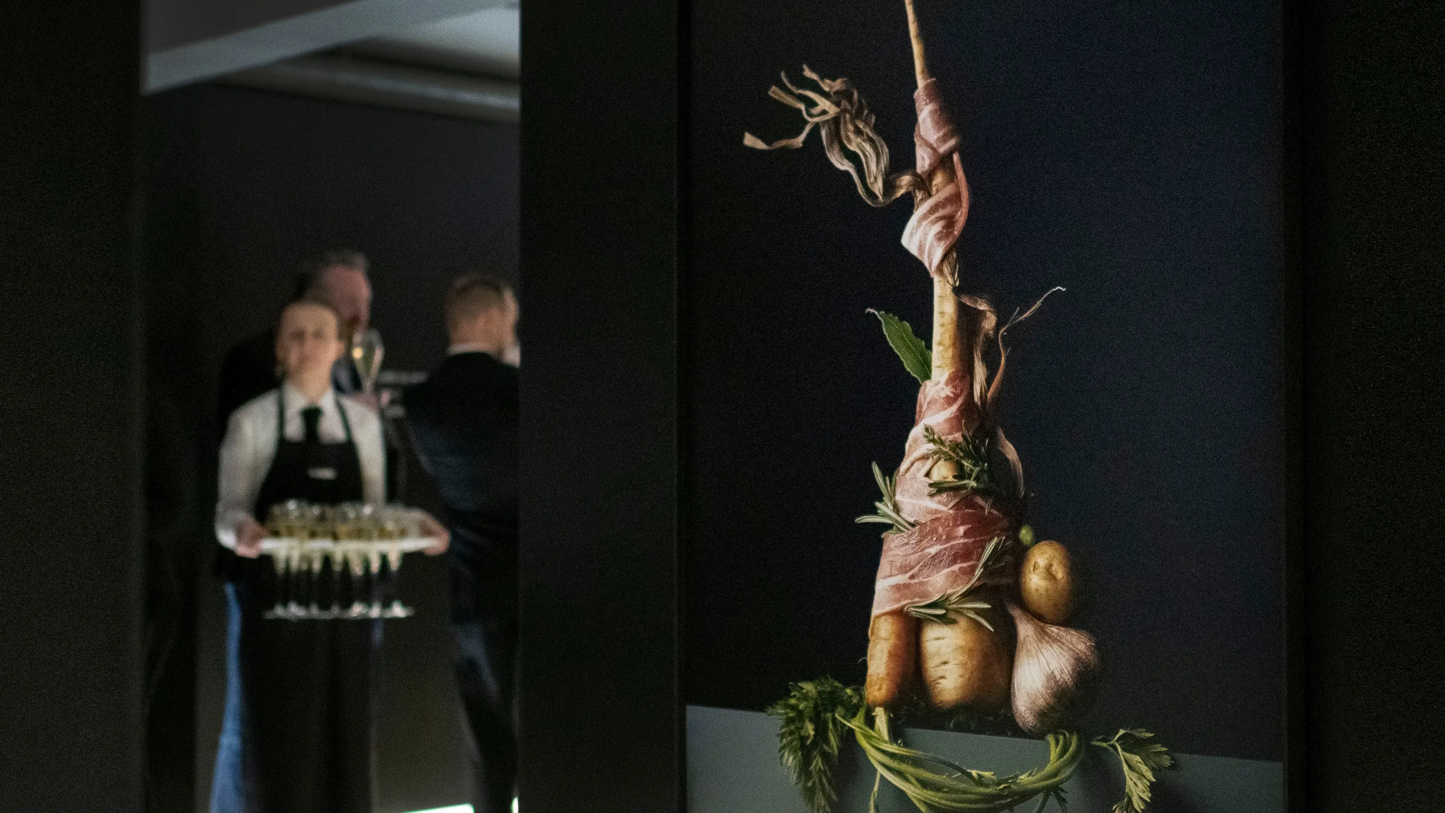 Gaggenau event showing a nice presentation of various vegetables and bacon. 