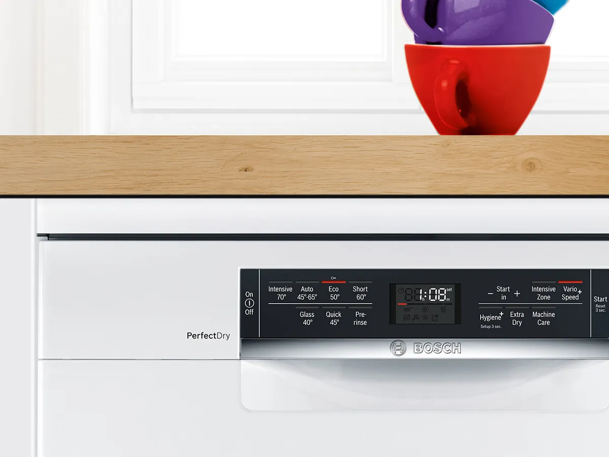 Close up of dishwasher control panel