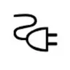 Electrical plug symbol with power cord.
