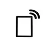 Tablet device icon with wireless signal, representing wireless connectivity or internet access.