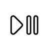 This image shows three simple black icons representing common media player controls: play, pause, and stop.