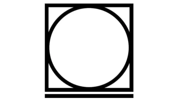 Black square frame with circular opening in the center.