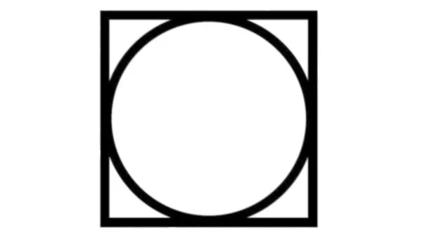 Black square frame with a circular opening in the center.