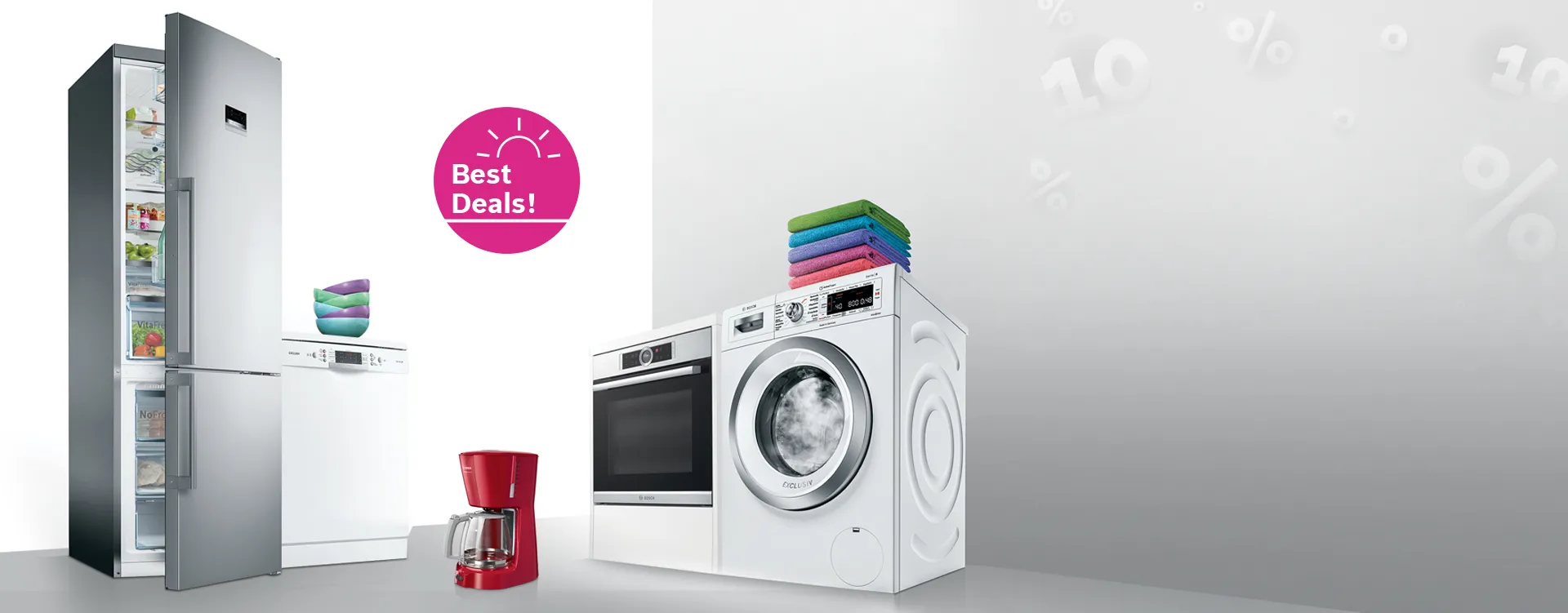 Refrigerator, washing machine, dishwasher, oven, mixer