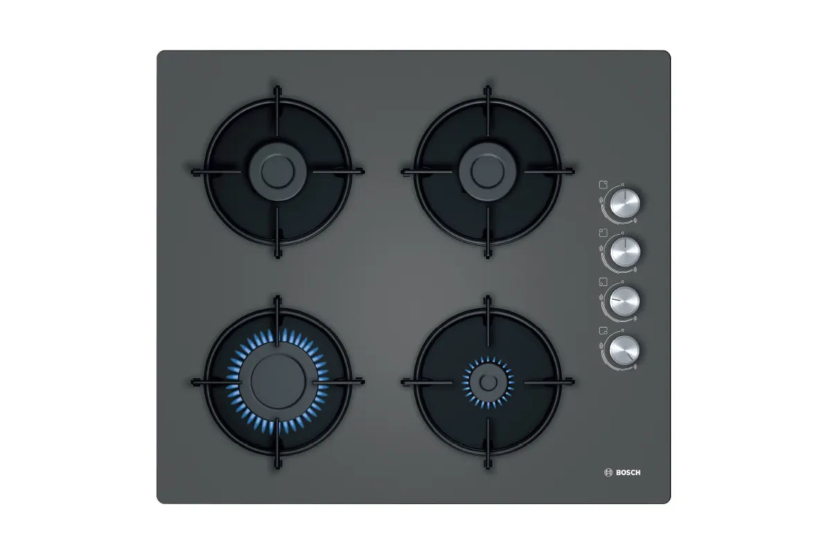 Serie | 2 Gazlı Ocak60 cm sert cam, dark silver 