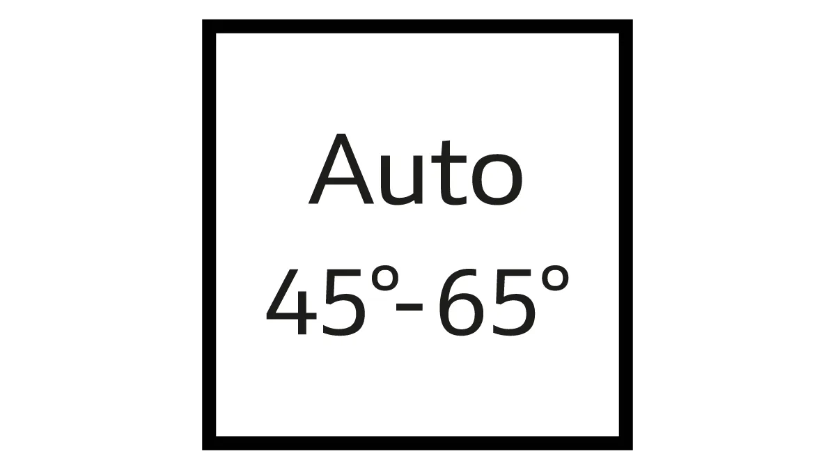 Black square frame with text "Auto 45°-65°".