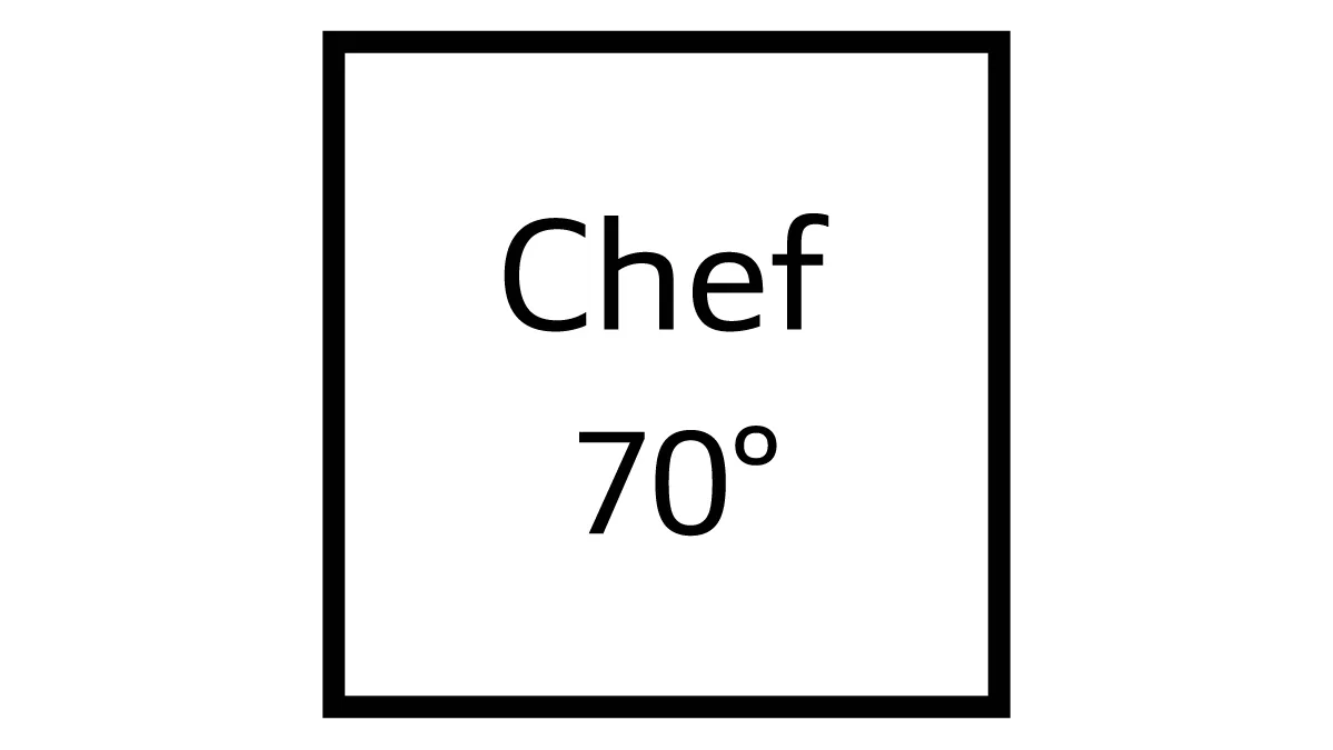 Black square frame with text "Chef 70°" in the center.