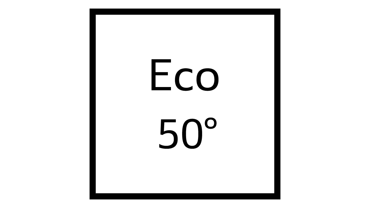 Black square frame with text "Eco 50°" in the center.