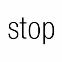 The image shows the word "stop" in plain black text against a white background.