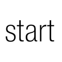 The image shows the word "start" in black text against a white background.