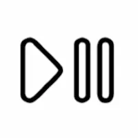 Play and pause symbols in black on a white background.