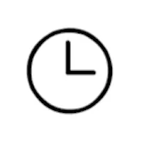 Clock icon with letter L in the center.