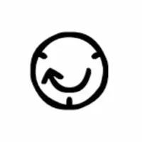 Simple black and white smiley face icon with circular outline.