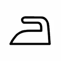 Black outline of an iron or clothing iron icon.