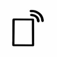 Tablet device icon with wireless signal symbol.