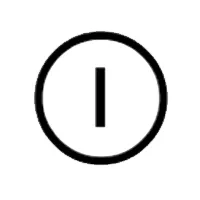 Simple black and white circular symbol with the letter 'I' inside.