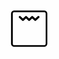 Simple black and white icon depicting a square shape with a wavy line inside.