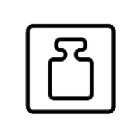 Rectangular icon depicting a bottle or container shape in black outline against a white background.