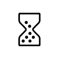 Hourglass icon with six dots, representing the passage of time or a countdown.
