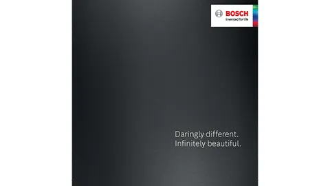Bosch black background with text: 'Daringly different. Infinitely beautiful.'
