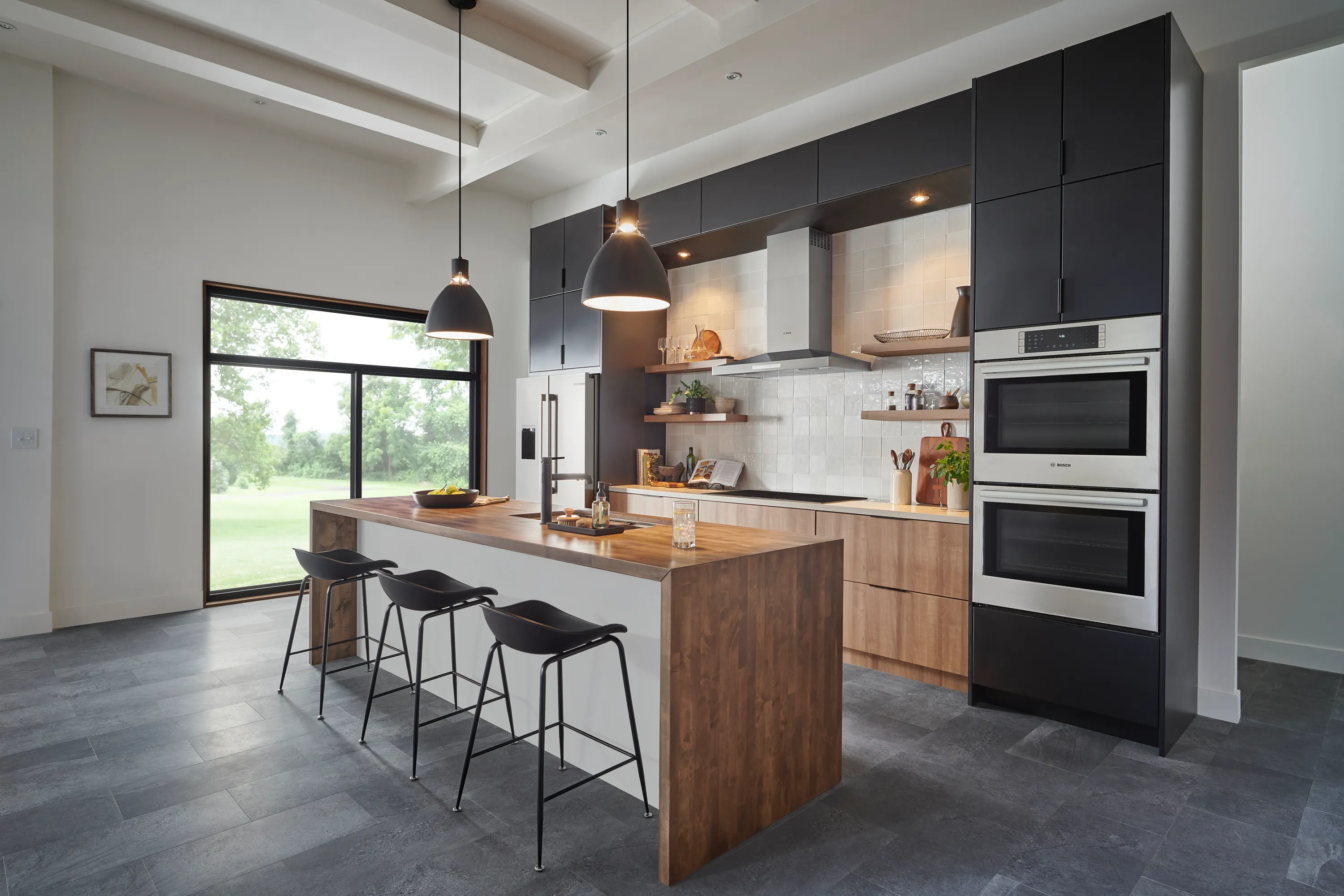 Kitchen shot of bosch home appliance suite