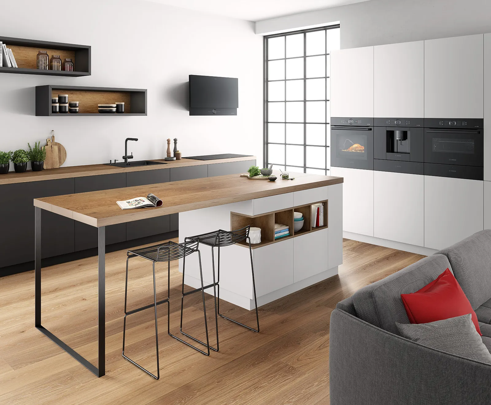 Moderna kuhinja z Bosch accent line aparati.