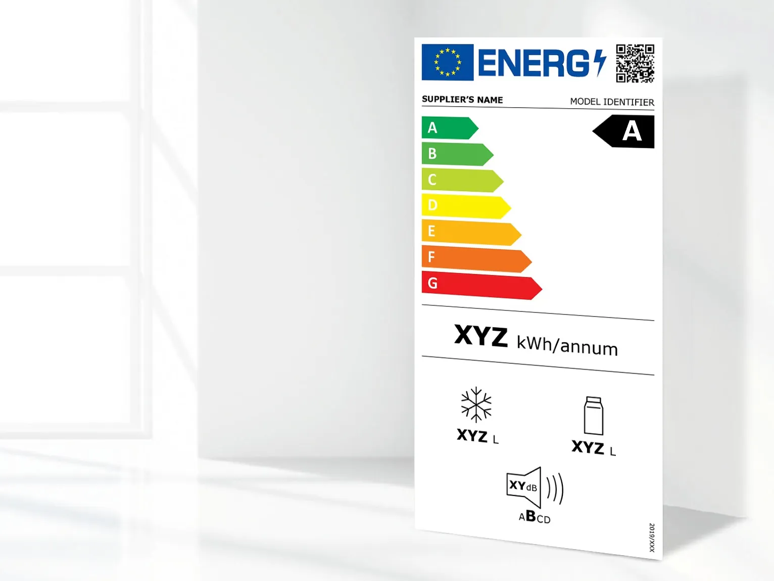 Nova energetska oznaka za uređaje koja pokazuje ocjenu učinkovitosti B.