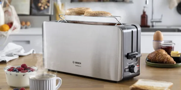 White toaster on a kitchen counter