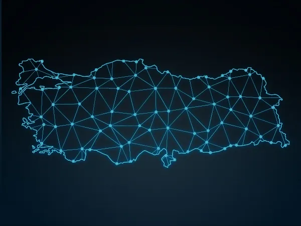 Türkiye Haritası ağ bağlantılarını aydınlatarak.