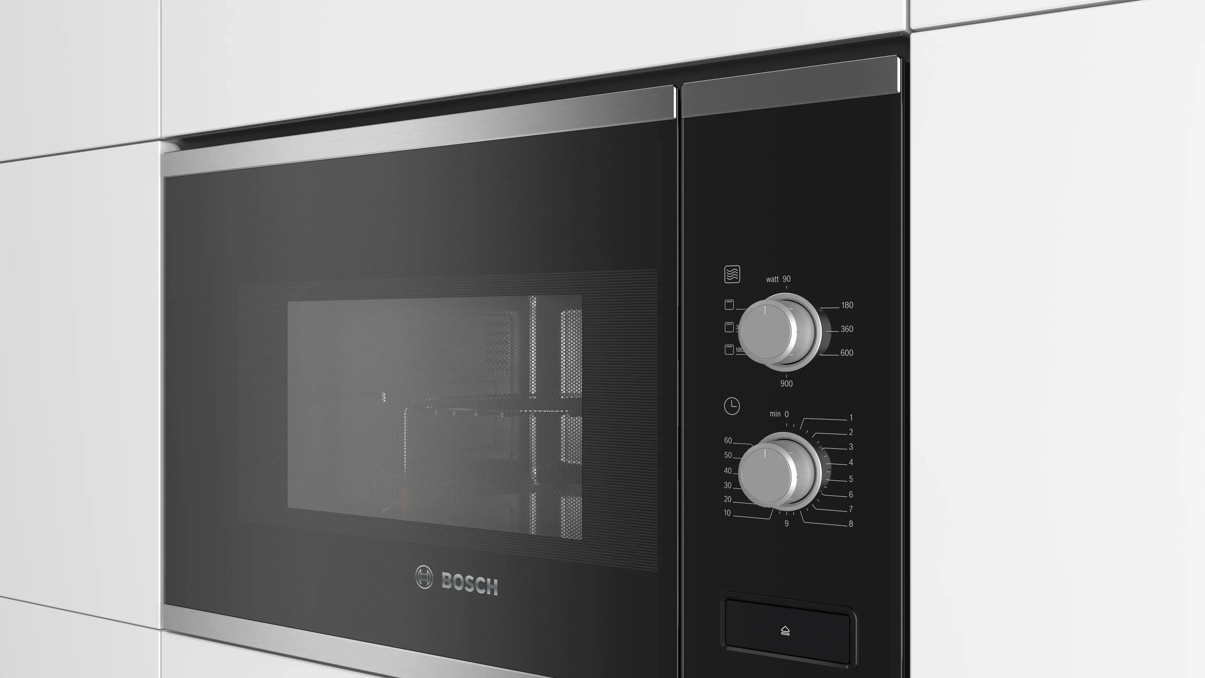 Microwave with grill and automatic settings, offering convenience with special defrost programmes for various food types.