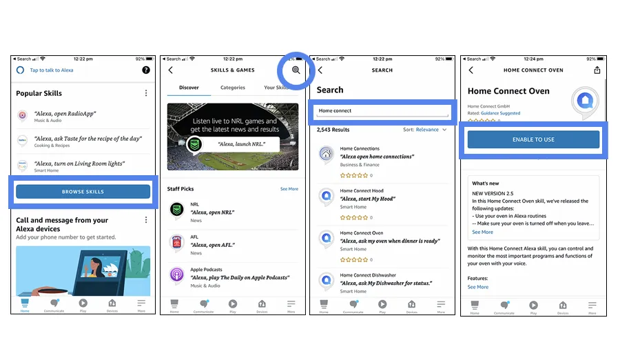 Activate ‘skills’ within the Amazon Alexa App