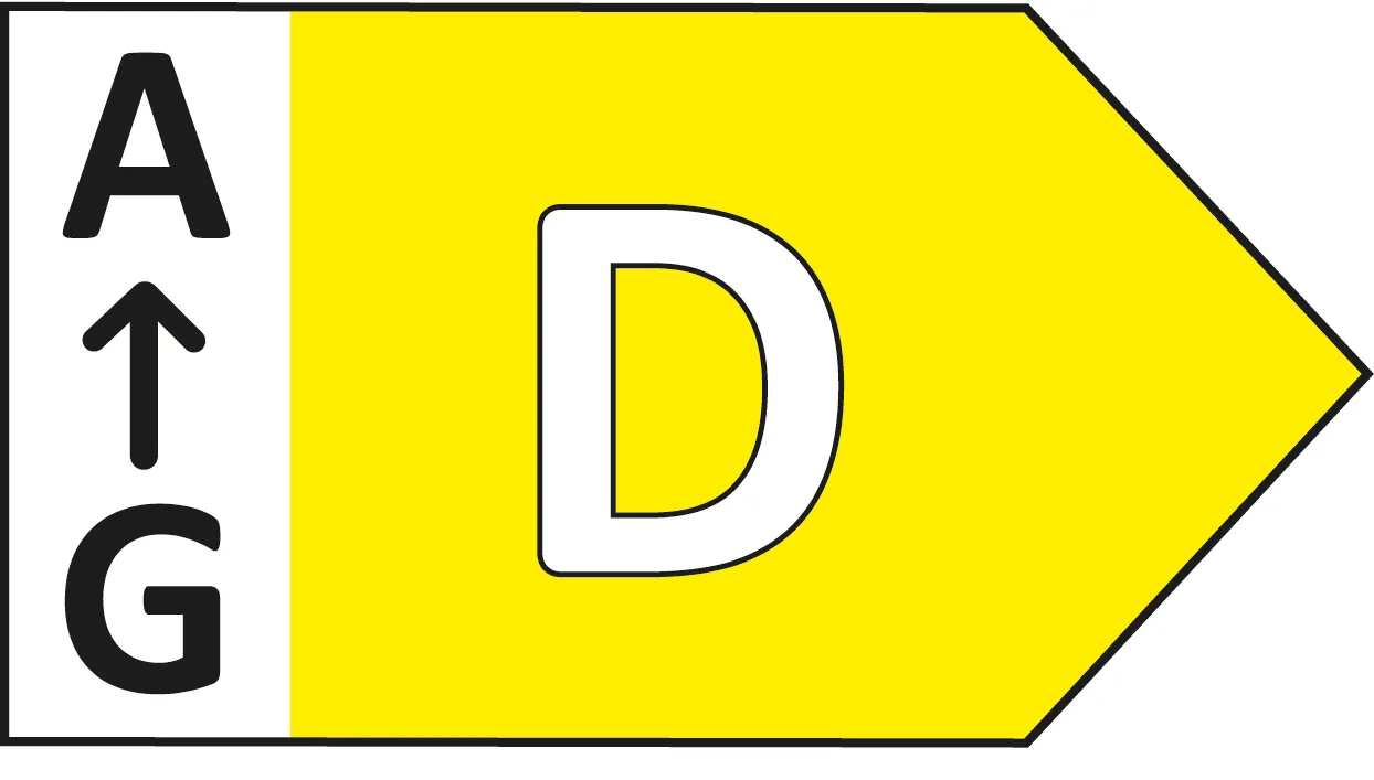 Yellow sign with black letter 'D' on white background