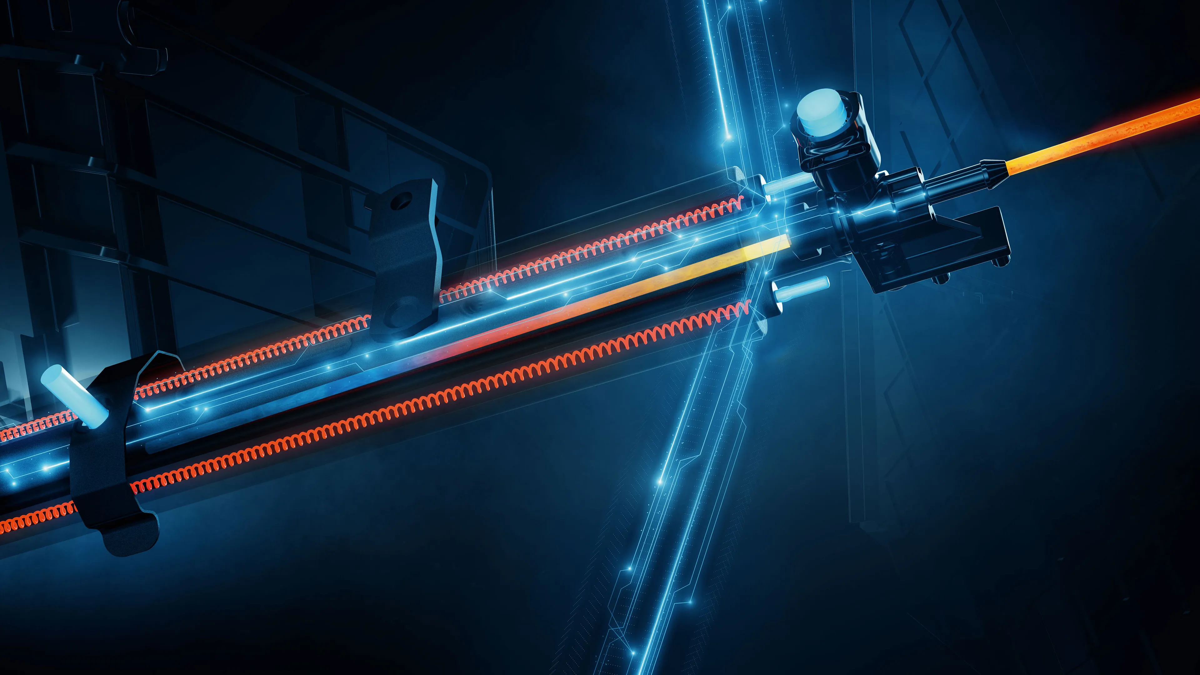 heating system shown against high tech blue background