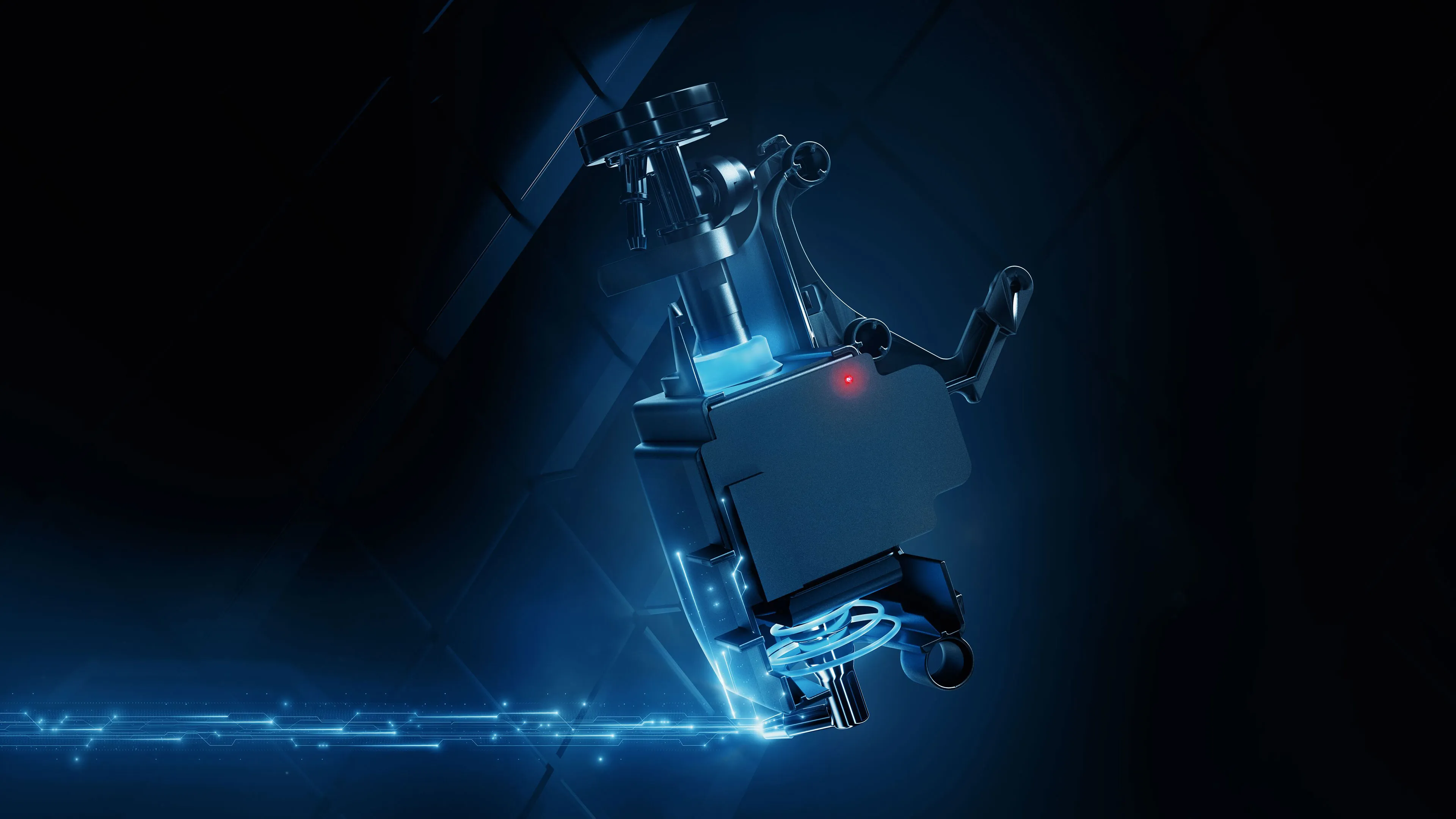 Smart pump shown against high tech blue background