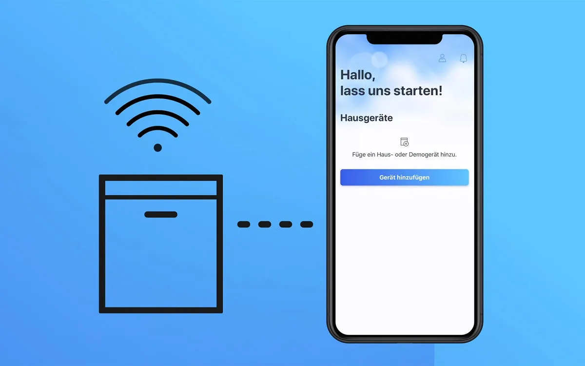 Smartphone-Bildschirm mit HomeConnect-App-Koppelung.