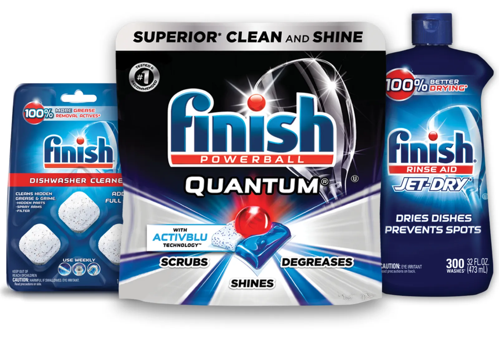 Finish products lined up next to each other
