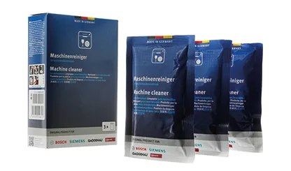 Boxes and packets of machine cleaner for Dishwasher cleaners