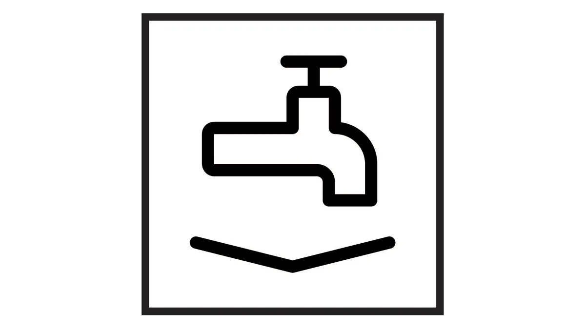 Faucet icon in a black square frame, representing a water source or plumbing fixture.