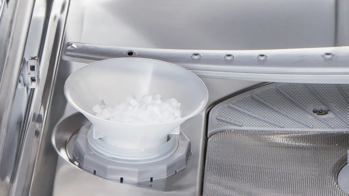 3. Add salt using a dishwasher salt funnel.