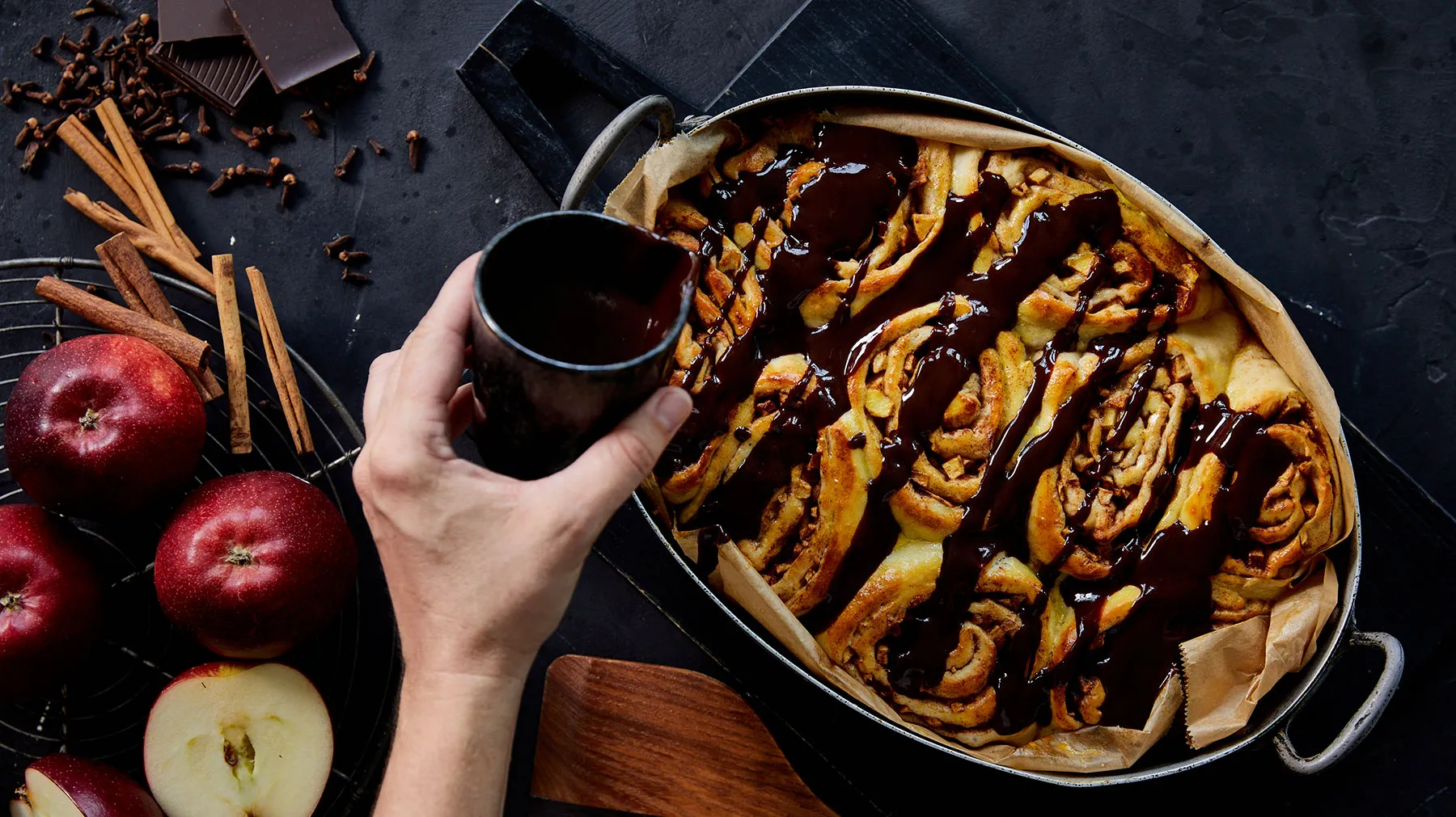 Dark chocolate cinnamon rolls