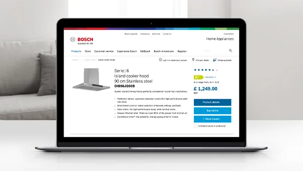 Laptoplar görüntüleniyor Ürün detayları ve satın alma seçenekleri ile Bosch web sitesi.
