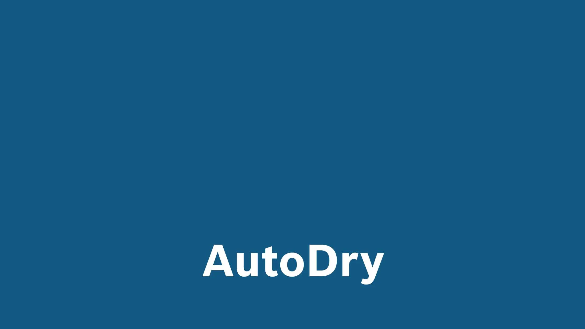 Blue background with white text "AutoDry".