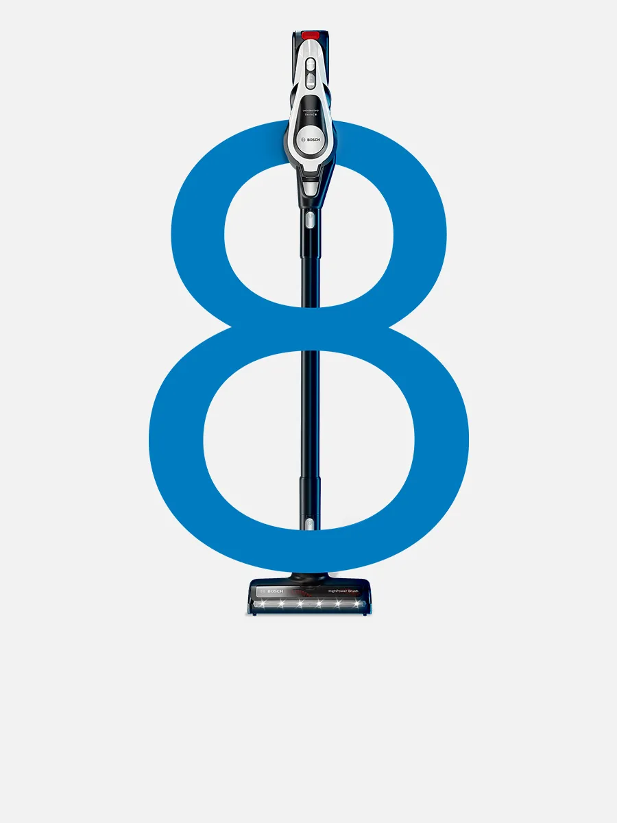 Draadloze steelstofzuiger Unlimited 8 op een witte achtergrond.