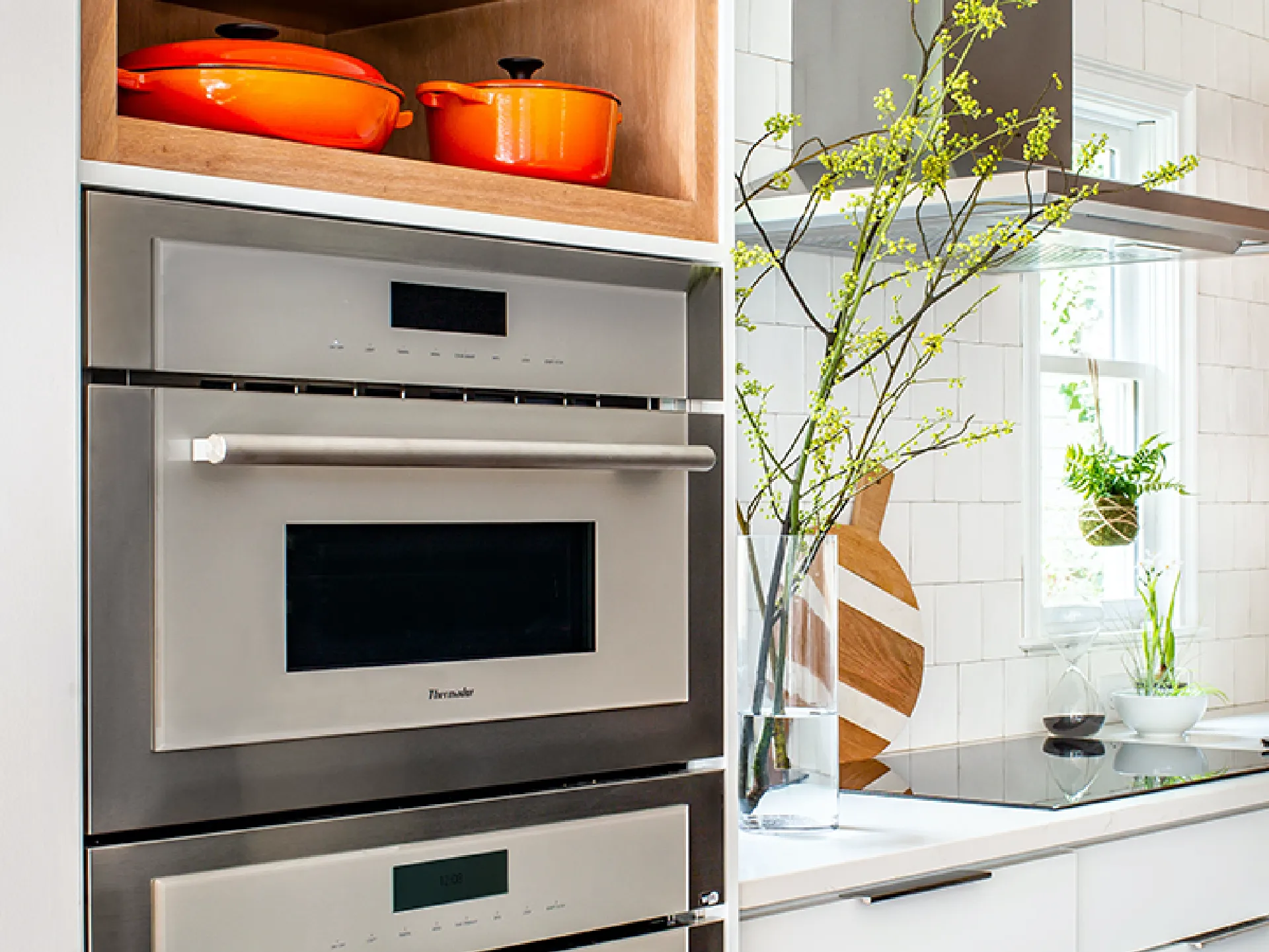Thermador Microwave Drawer Oven in white background kitchen shot