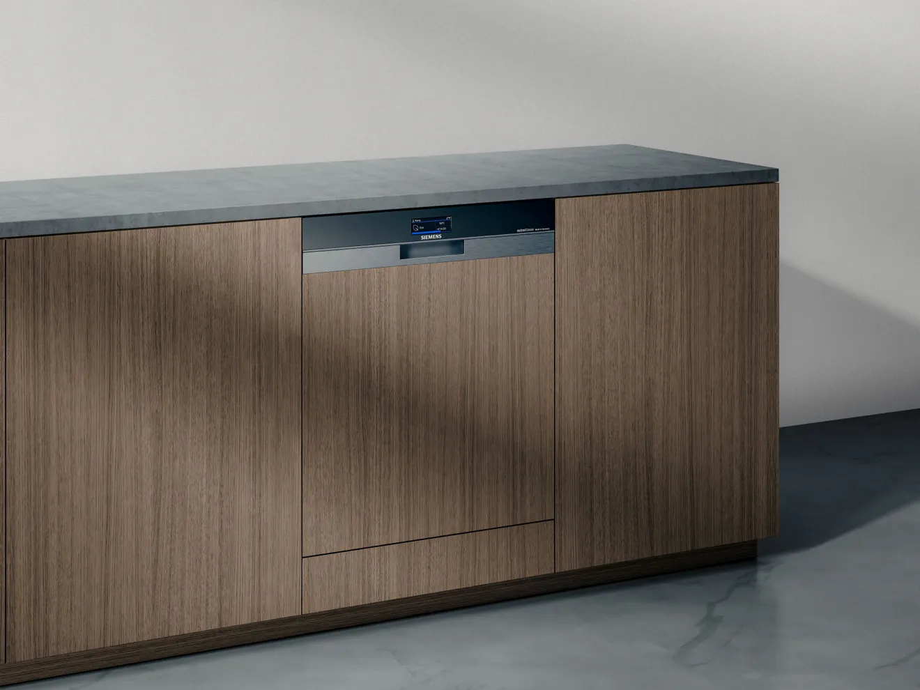 Holz Medienschrank mit Schubladen und Regalen, moderne minimalistische Design.