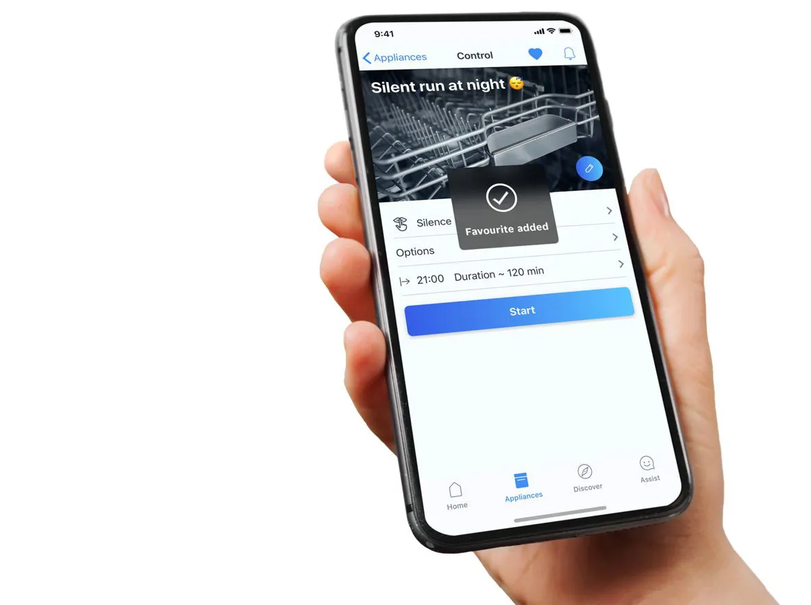 Povezava pametnega telefona s pomivalnim strojem Bosch accent line preko Home Connect aplikacije.