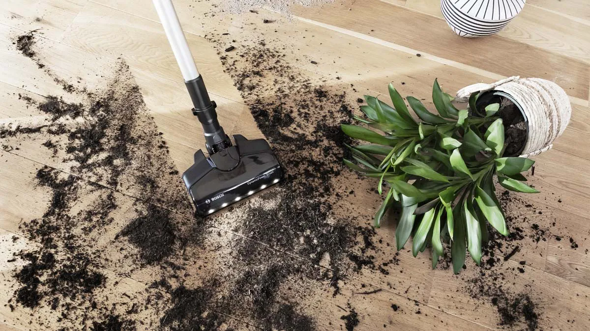 A messy plant spill being sucked up by a ProPower version.