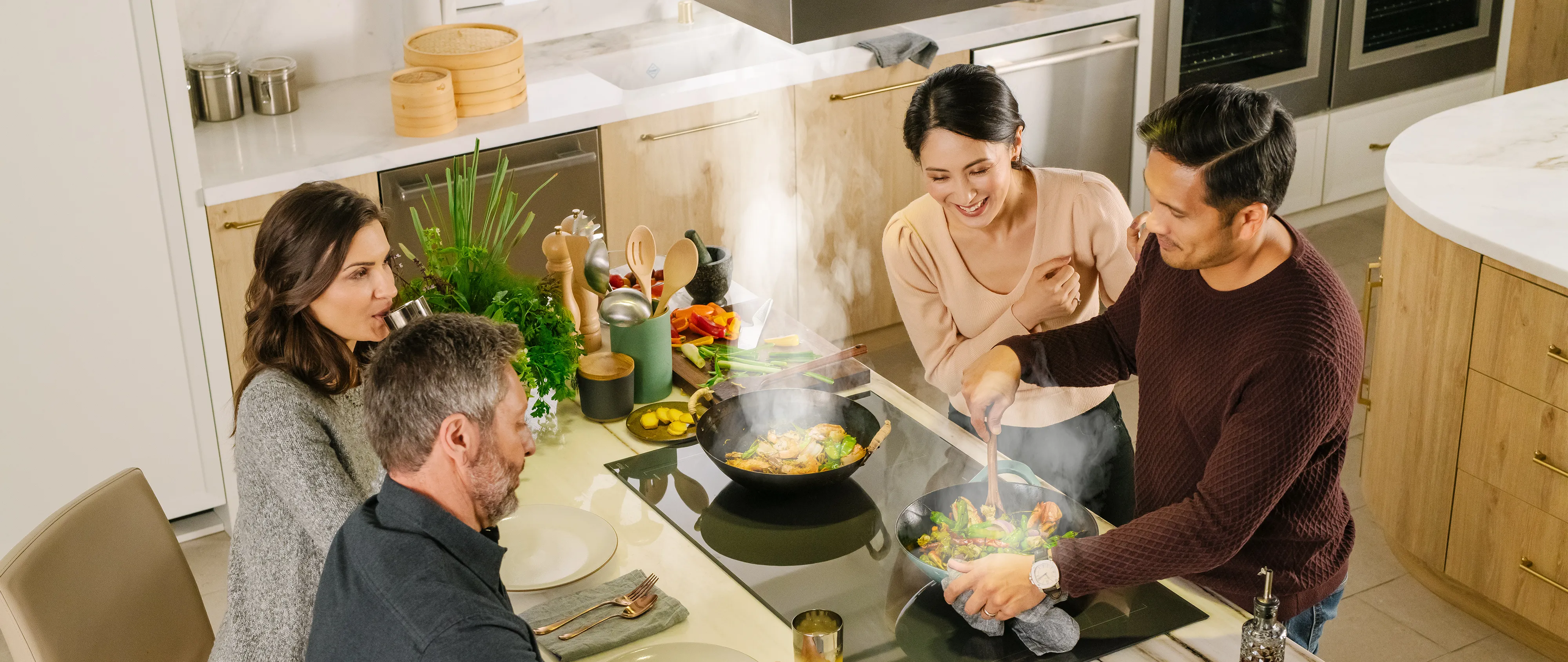 Thermador Induction Cooktop with salmon and fruits