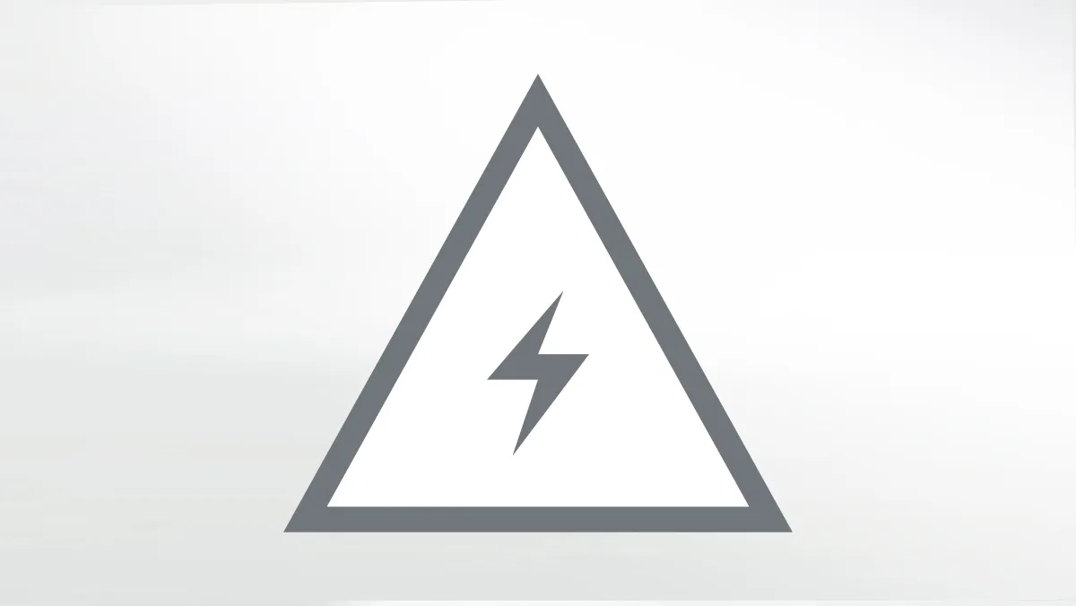 Triangle warning icon with a lightning bolt in the center. Check if your appliance requires a high voltage connection installed by a professional.