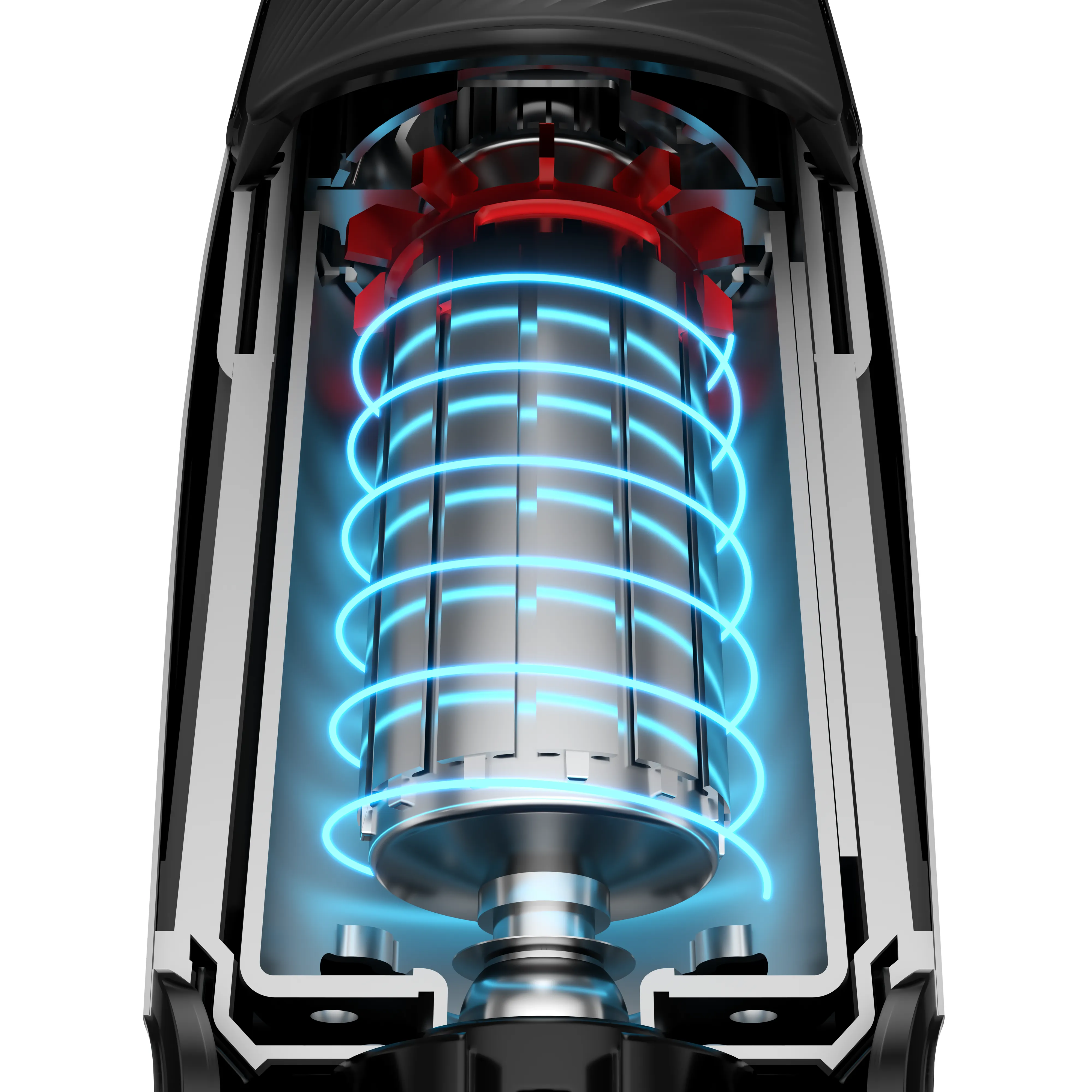 Air-cooled motor for less overheating.